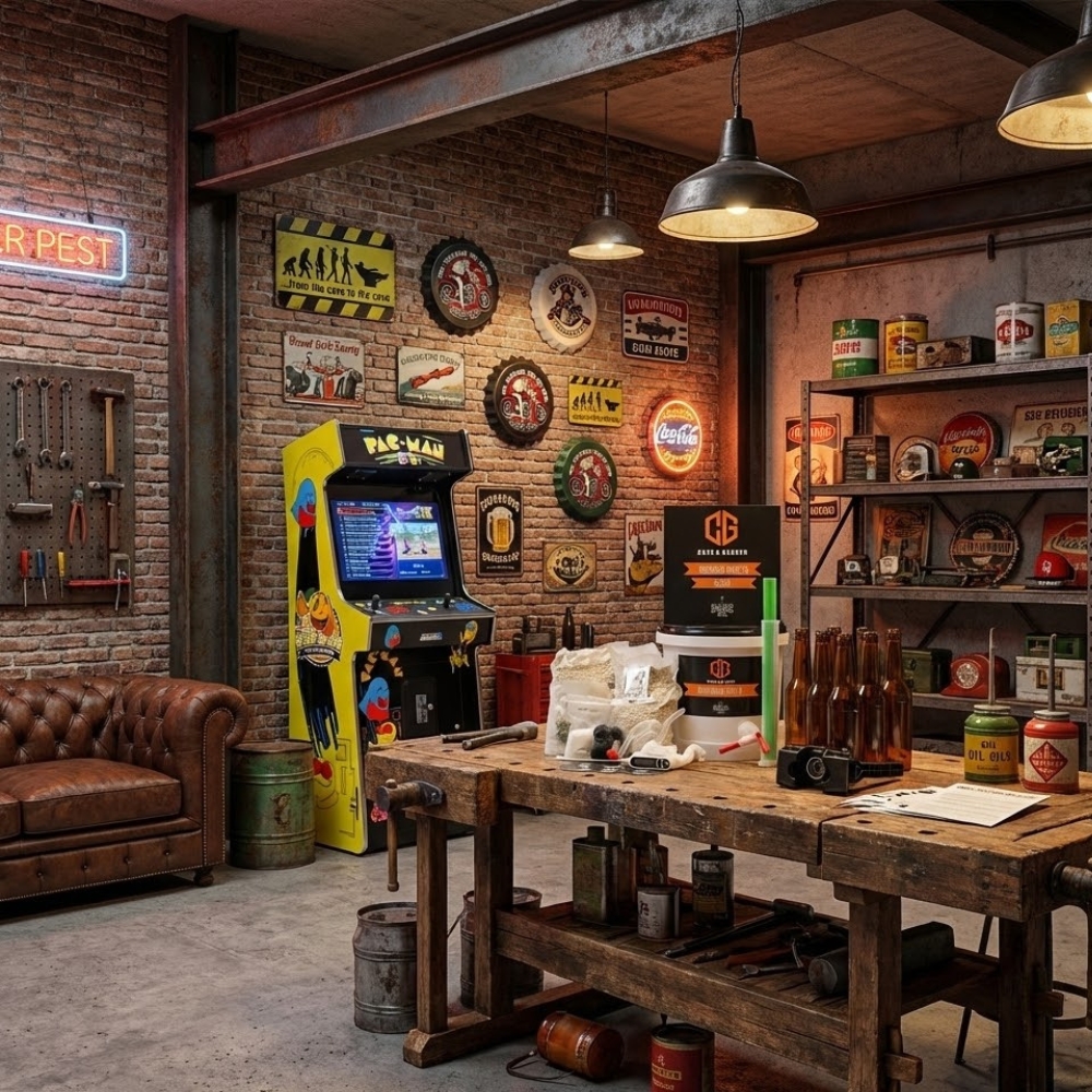 mancave garage decoratie