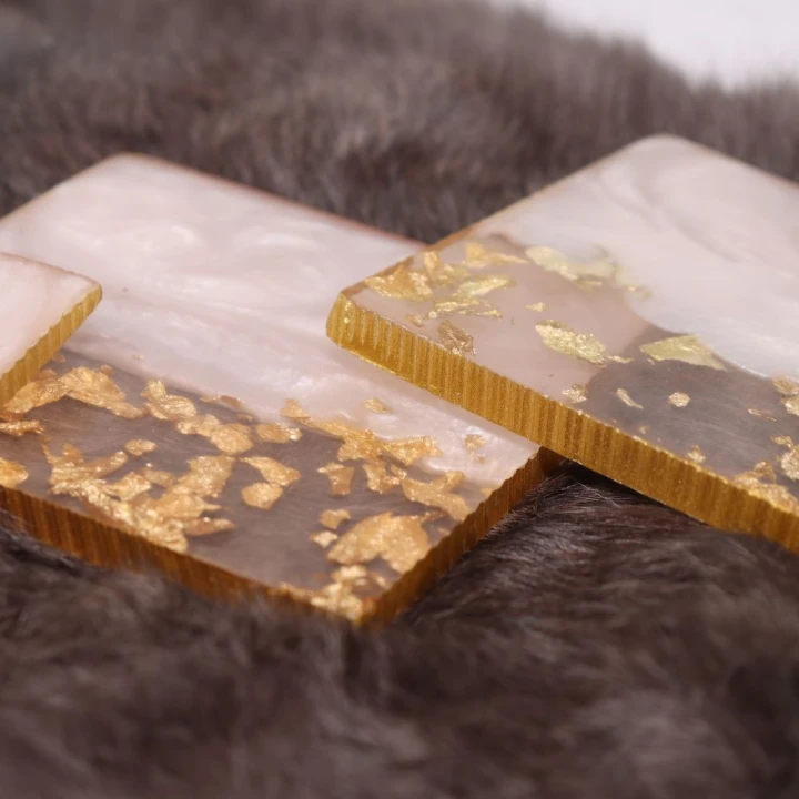 23322 – Epoxy Onderzetters Vierkant Roze Goud (4)
