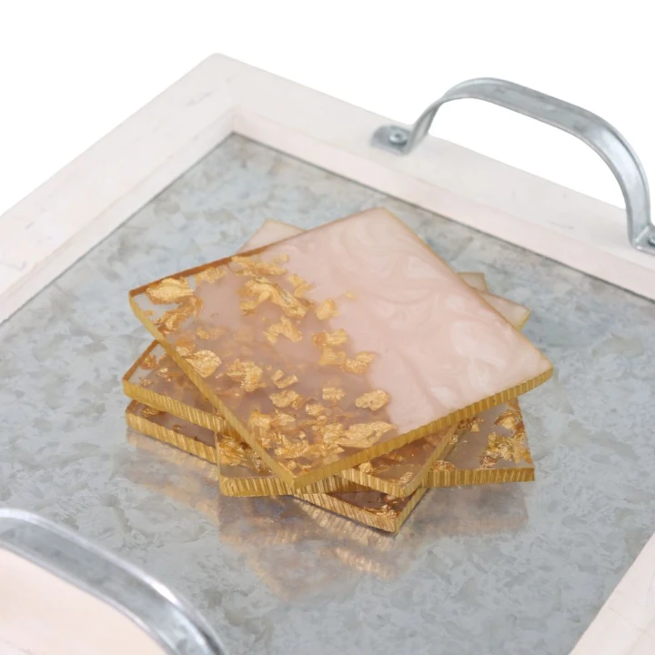 23322 – Epoxy Onderzetters Vierkant Roze Goud (5)