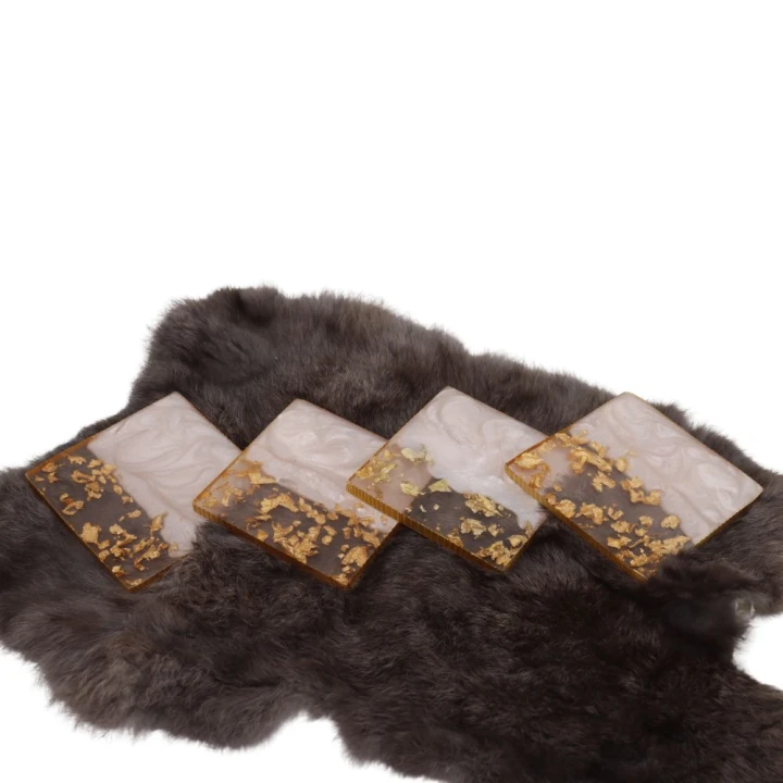 23322 – Epoxy Onderzetters Vierkant Roze Goud 23322 - Epoxy Onderzetters Vierkant Roze Goud