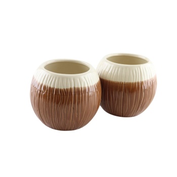 Tiki Bekers Kokosnoot Bruin Wit – Set van 2