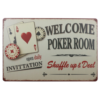 Welcome Poker Room Metalen Bord