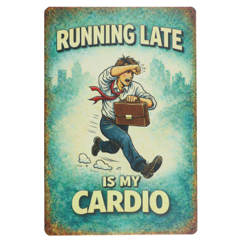 Running Late Is My Cardio Metalen Bord